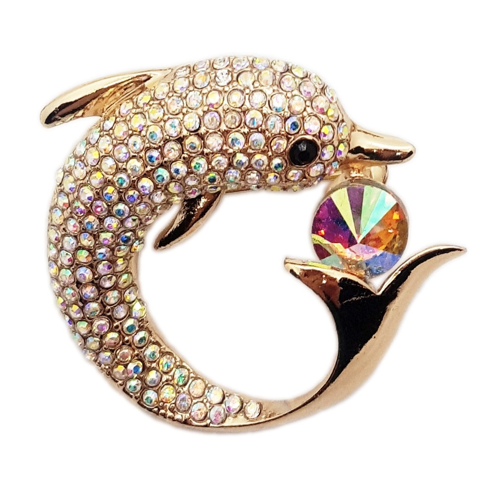 Dolphin Gold Brooch